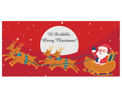 Merry Christmas Illustration cartoon chirstmas color corporate design design illustration illustrator santaclaus simple sleigh vector