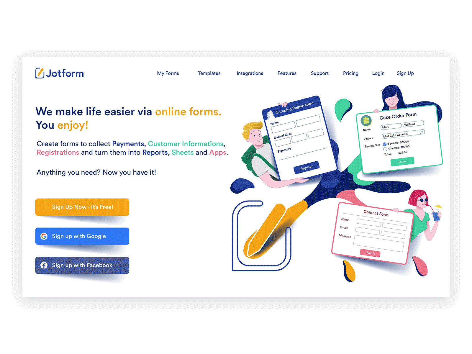 JotForm Home Page Animation