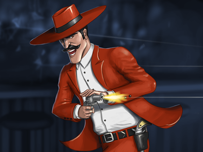 Redslinger characterdesign cowboy gunslinger illustration illustration art illustration digital photoshop red red suit shoot western wild west