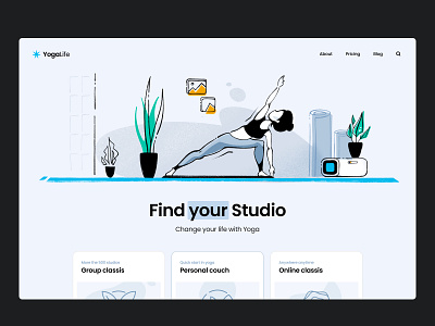 Yoga Main Page fitness illustration website yoga yoga illustration yoga studio yoga ui