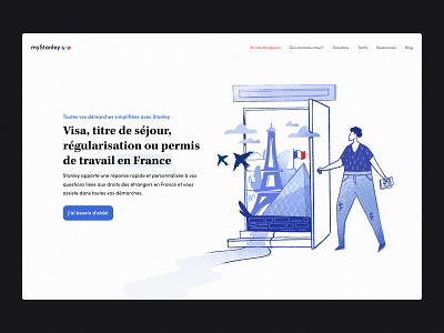 MyStanley - Landing for lawyers blue branding card draw france illustrations law lawyer moving ui web web design