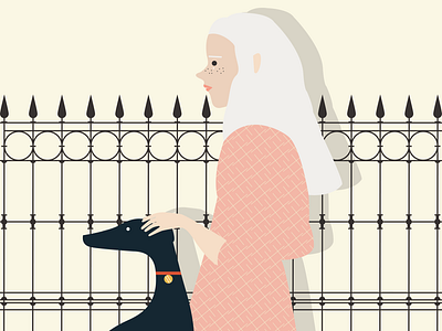 girl and dog illustration