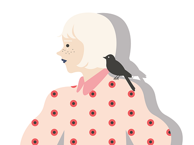 girl and bird design illustration