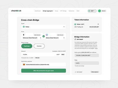 Cross-chain bridge app blockchain crypto dashboard design nft ui uidesign ux website