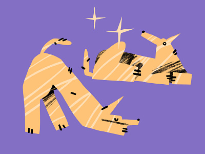 Dog stickers dog doggy illustration procreate purple shine sparkle stars stickers yellow
