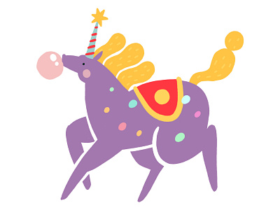 Unicorn circus colors horse illustration art love magic party hat simple unicorn