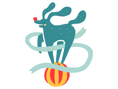 Dog on the ball ❣️ ball character circus dog dog illustration illustration love red nose ribbon