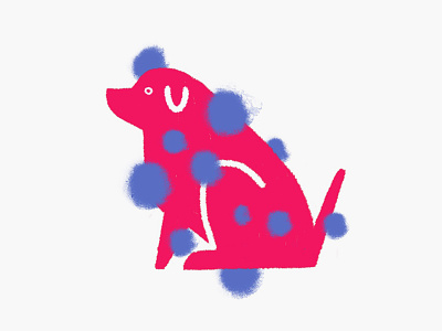 Dog in purple dots