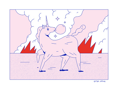 Unicorn blue bubble character crazy design fire girls gum horse illustration love pink screenprint silkprint unicorn