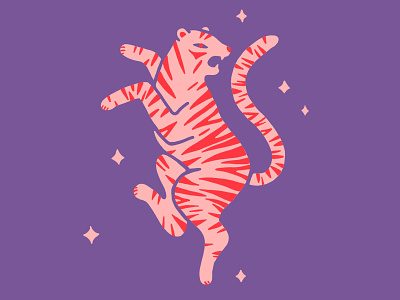 RAWWWRRAARR cat cat illustration character colors design illustration ipad pink pink and red procreate purple tiger tiger illustration wild cat