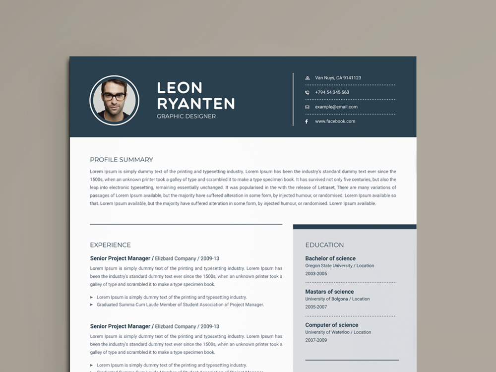 Resume by ResumeDeviser on Dribbble