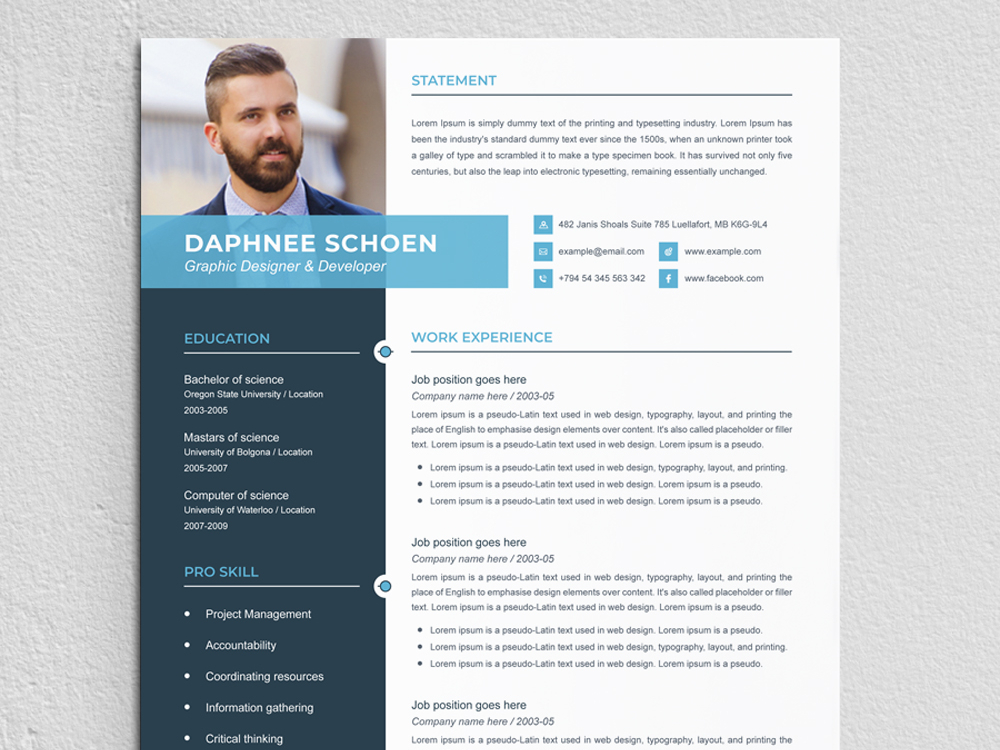 Resume / CV by ResumeDeviser on Dribbble