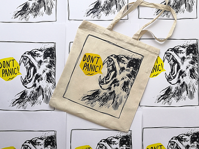 DON'T PANIC design dont panic illustration manisinistre monkey poster print screenprint silkscreen totebag