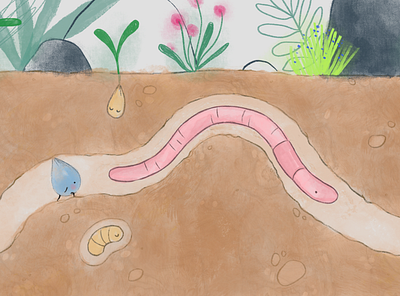 Piccola Goccia book childrens illustration digital illustration drop illustration nature rain water worm