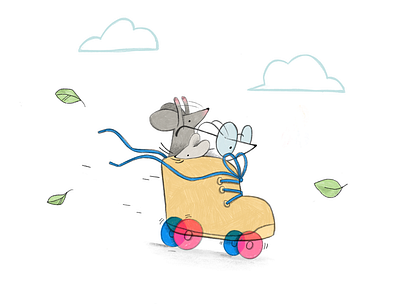 Going forna ride childrens illustration digital digital illustration illustration mice mouse nature roller skate
