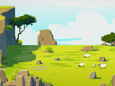 Through Unknown Paths 2d adventure animation digital nature pixel animation pixel art retro sheep shepherd shortfilm videogame