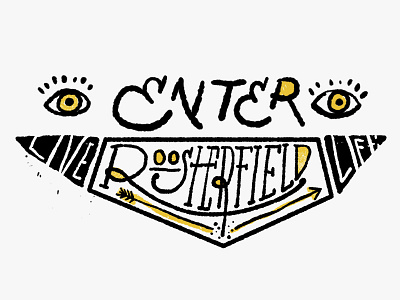 Roosterfield arrow eyes folk lettering live typography yellow