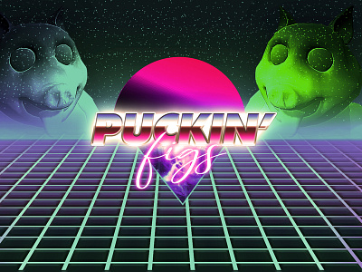 Puckin' Figs 3d atmosphere branding cyberpunk design game game art game graphic illustration logo photoshop puckingfigs retrowave synthwave thattagswow:p ui