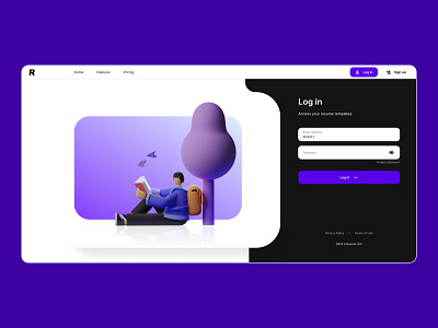 Login Screen for resu.me branding concept design exploration illustration interactive platform resume ui ux vector