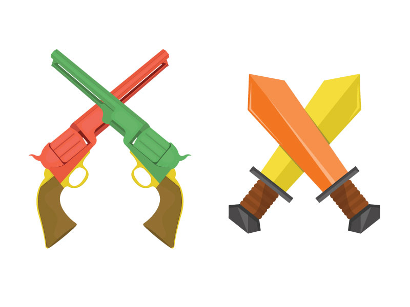 Revolvers & swords // for Tinte:te fun illustration revolver sword