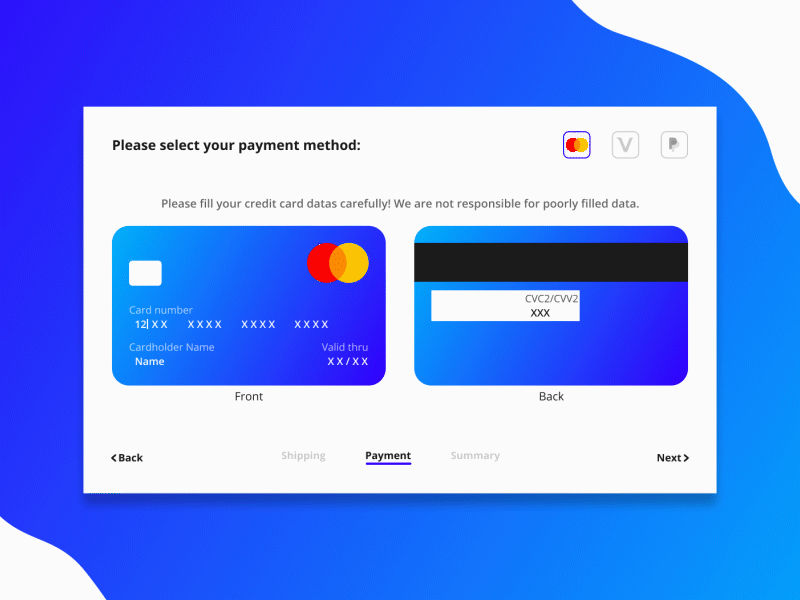 Credit Card check out module #dailyui #002 by Bódis Péter on Dribbble