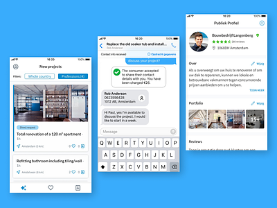 Handyman jobs app app app design b2b handyman house house renovation messaging professional profile react native ui design uxdesign