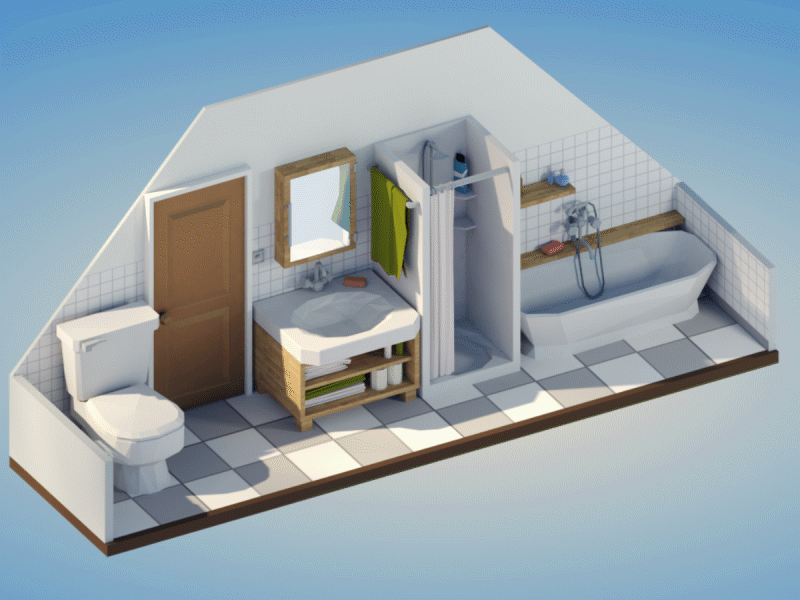 Bathroom 3d game art game asset illustration