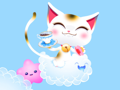 Lucky cat cat character design illustration vector