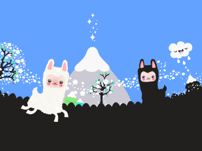 Alpacarun alpaca character design cloud lucky friends mountain vector