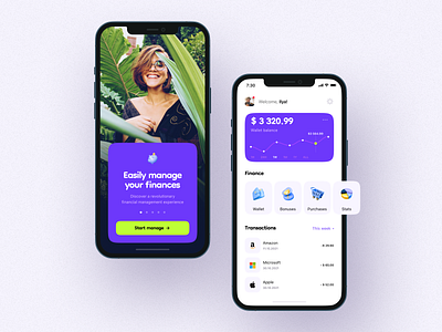 Personal Finance Management Application android app button design finance home screen ios minimal mobile app onboarding tabs typography ui ux uxui