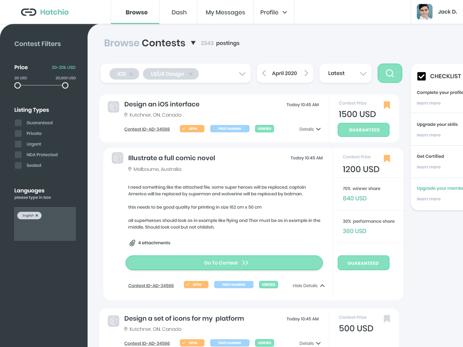 Freelancer Platform UI by Vinayak Mukherjee on Dribbble