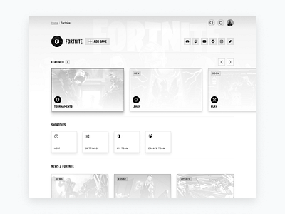 Game Home Wireframe desktop esports games gaming ui ux website wireframe