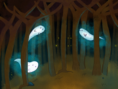 Ghosts book illustration children book illustration children illustration folktale folktale illustrations forest forests ghost ghost party illustration mistery night tale