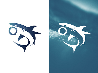 Shark / Gear Logo Mark animal branding gear illustration industrial logo nature sea shark simple wild