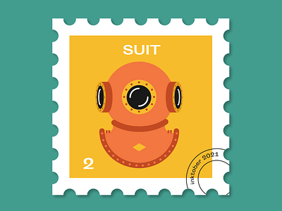 #2 Suit diving flat graphic design illustration postage stamp stamp underwater suit vector