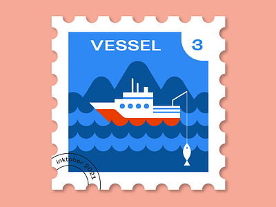 #3 Vessel boat fishing flat graphic design illustration kamchatka norway postage stamp sea ship stamp vector vessel