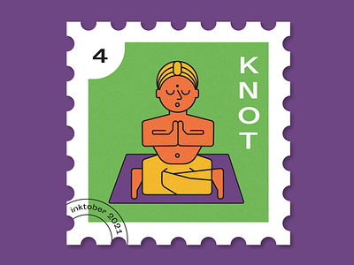 #4 Knot flat graphic design illustration inktober knot meditation pose postage stamp stamp vector yoga yogi
