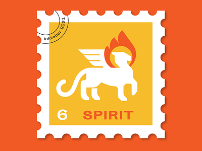 #6 Spirit fire flame flat graphic design illustration inktober leo lion logo postage stamp power spirit stamp strength vector