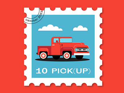 #10 Pick cab classic auto f100 ford graphic design illustration inktober pick pickup postage stamp retro stamp vector