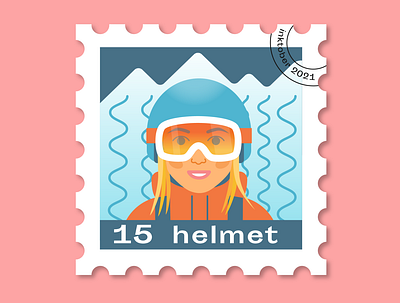 #15 Helmet flat freeride graphic design helmet illustration inktober mounains mountain peaks postage stamp postcard skiing snow snowboard snowboarding stamp vector
