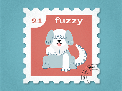 #21 Fuzzy bobtail design dog flat fluffy fuzzy graphic design hairy illustration inktober old english sheepdog postage stamp sheepdog stamp vector