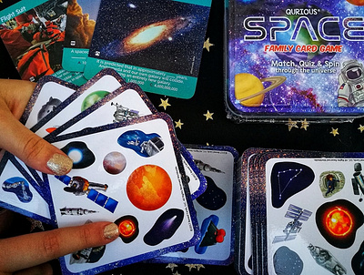 Qurious Space packaging and design children game design kids game packaging packagingdesign product design production design space