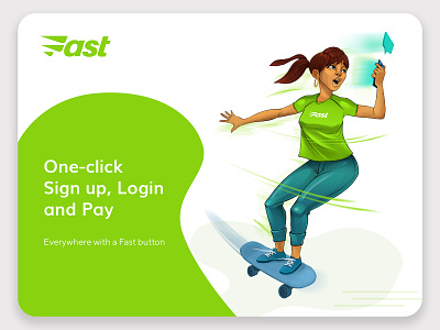 Skater on the go animation branding checkout design fast icon illustration login sign in sign up speed ui ux vector web website