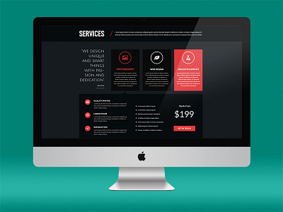 Services Page Design features portfolio services ui web design