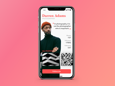 Daily UI 6# - User profile app concept dailyui design photograhy photographer ui user account user profile ux web