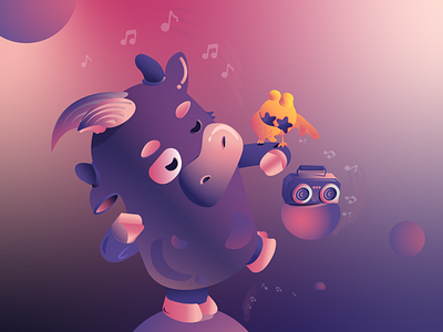 Small calf is dancing animal illustration vector