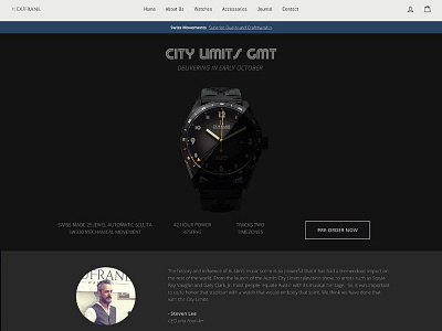 DuFrane Watches - Prelaunch Page design landing page design product page