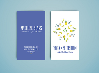 Yoga + Nutrition Business Cards branding business card design design illustration