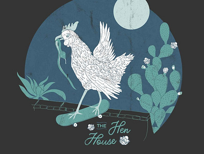 Hen House Night Illustration chicken logo design illustration skate diy skateboarding texas