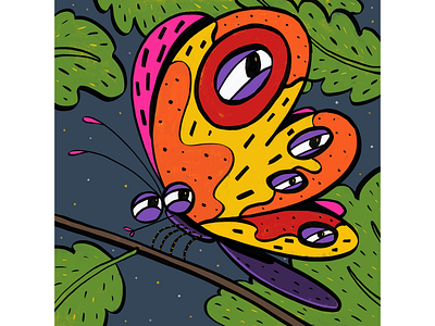 Side Eye Butterfly art butterfly digital drawing illustration procreate